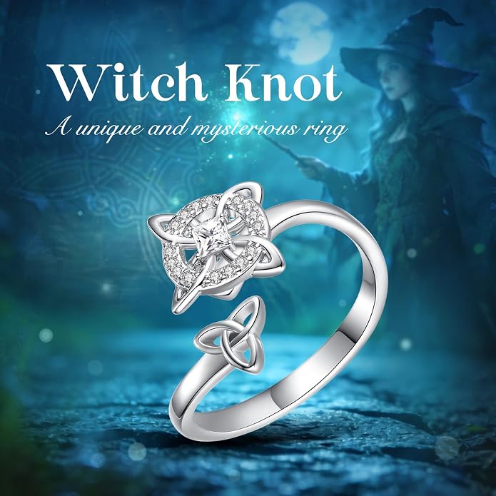 Vito 925 Sterling Silver Adjustable Open Spoon Ring for Women Men, Lotus Sunflower Snake Spoon Band Rings Feather Hug Witches Knot Inspirational Jewelry Gift for Wife