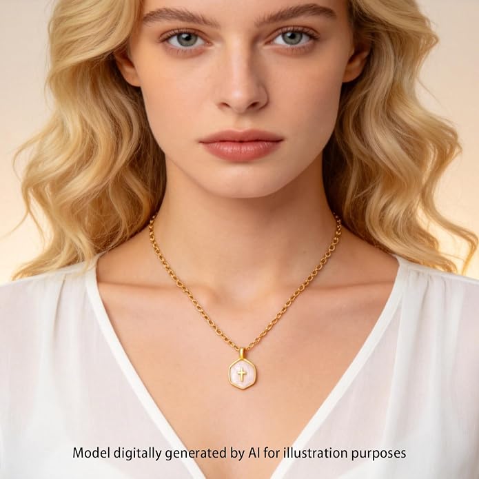 14K Gold Plated Paper Clip Chain Link Necklace Satellite Cross Key Starfish Turquoise Heart Necklace for Women