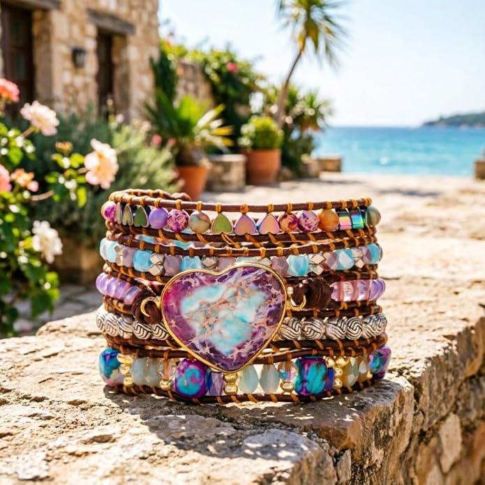 YGLINE Natural Stone Bracelet 3 Wraps Bracelet Handmade Boho Bracelet for Women Bracelet