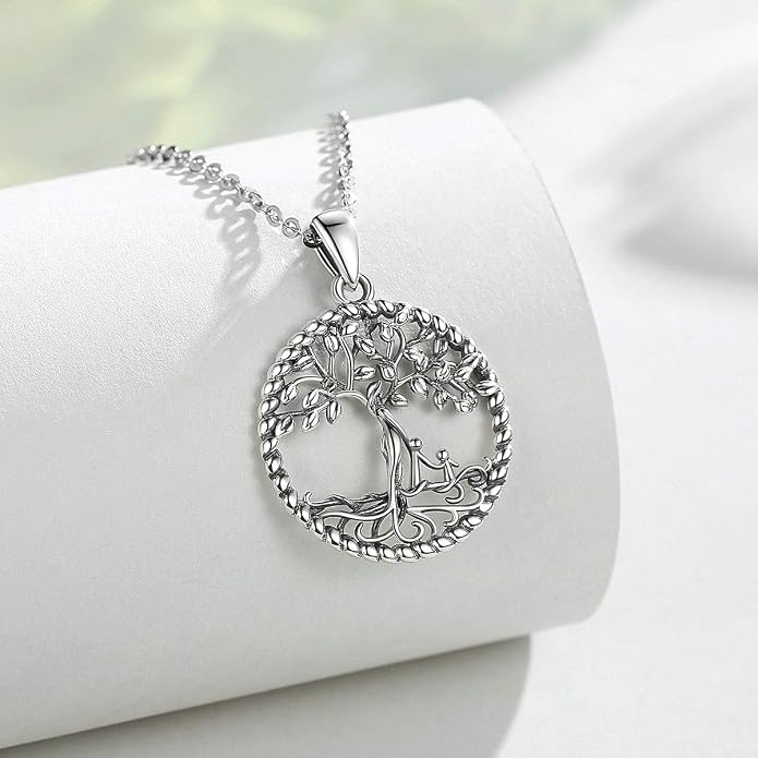Vito 925 Sterling Silver Tree of Life Necklace for Women, Mother Tree Pendant for Mom Mother Necklace Mother's Day Jewelry Gift for Wife Grandma, 18/22 Inch Chain