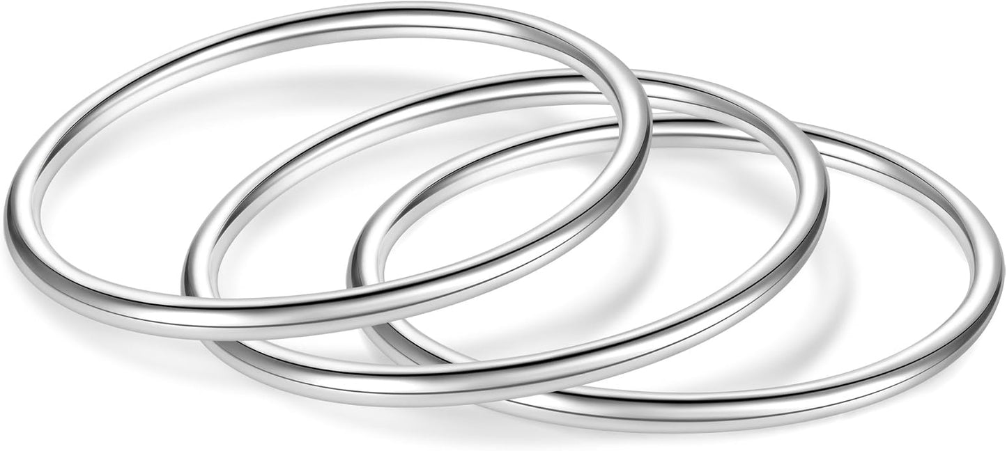 925 Sterling Silver Knuckle Rings for Women Minimalist Thin Stacking Rings Set 3PCS Midi Pinky Ring Size 2.5-8.5