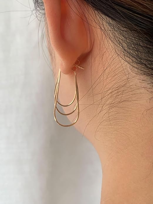 Tassel Earrings for Women Gold Plated Silver Chain Earrings Dainty Minimalist Dangle Drop Studs