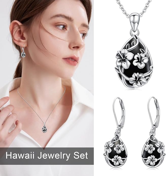 Flower Earrings 925 Sterling Silver Flower Teardrop Leverback Dangle Earrings Jewelry Gifts for Women Girls
