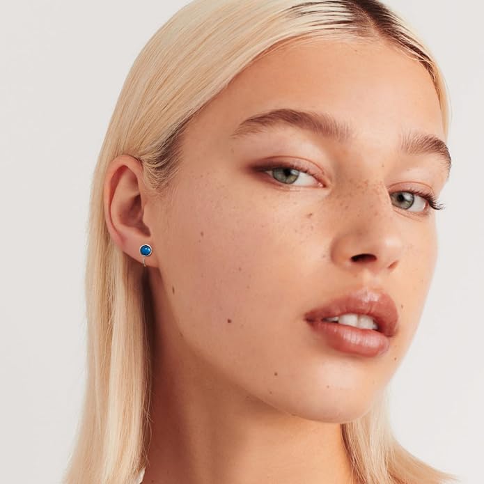 CHIC & ARTSY 925 Sterling Silver Half Hoop Earrings for Women, Dainty Huggie Hoops with Synthetic Opal, Moonstone, CZ & Gemstones, Lightweight Comfort Fit Everyday Elegant Jewelry