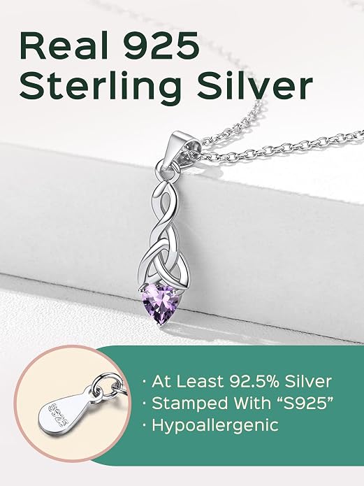 ChicSilver Bow and Cat Birthstone Necklace, 925 Sterling Silver Pendant Necklaces for Women, Hypoallergenic Silver Choker with 16 inch Rolo Chain, 12 Months Jewelry for Valentines Mothers Day Christmas