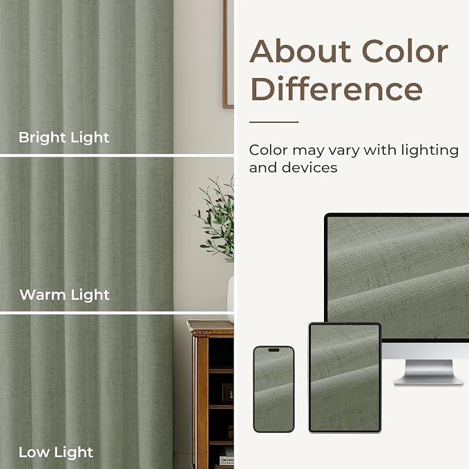 CAPALOCA Pinch Pleated Curtains Blackout, Linen Blackout Curtains 84 inches Long 2 Panels Set for Bedroom, Thermal Insulated Pinch Pleated Drapes for Living Room, 40"W x 84"L (Pack of 2), Light Sage