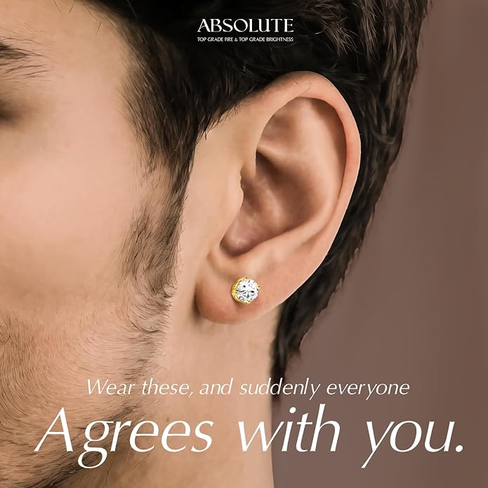 Moissanite Earrings, Hypoallergenic Flat Back Earrings for Women Men, Screw On Studs 925 Sterling Sliver Cartilage Earring for Sensitive Ears 4mm Short Post