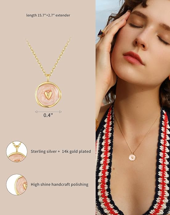 S.Leaf 18K Gold Plated Cubic Zirconia Choker Necklace for Women 925 Sterling Silver Layered Coin Moon Star Heart Circle Crystal Lariat Pendant Necklaces Gifts for Women Trendy