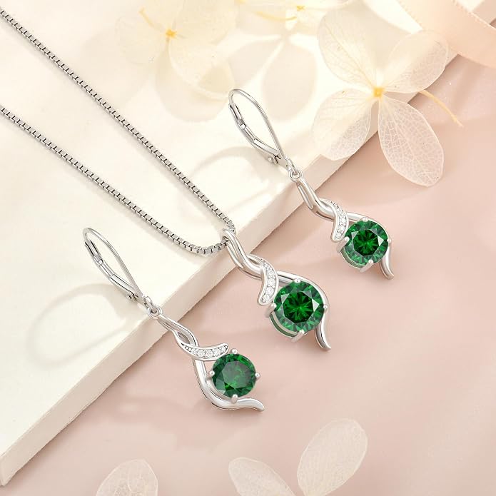 Women‘s Birthstone Pendant Necklace S925 Sterling Silver Imitation Diamond Infinity Necklace Jewelry Gift for Her