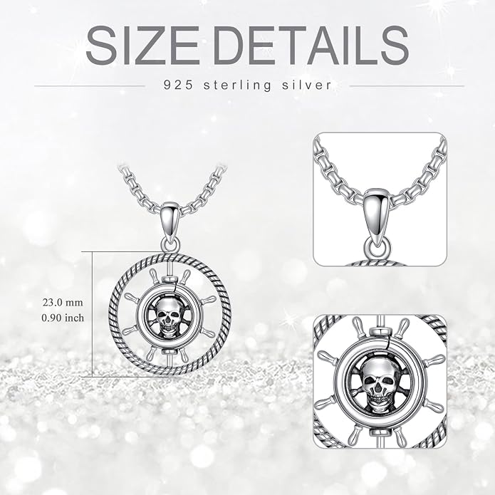 S925 Sterling Silver Poseidon Trident/Peace Sign/Coexist Peace Symbol/Pirate/Arrowhead/Flower of Life/Thor's Hammer Jewelry Necklace Gifts for Women Men