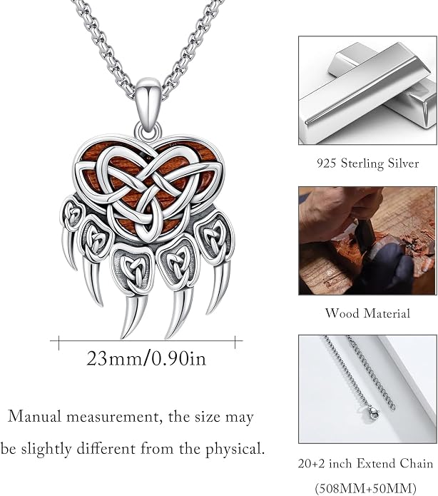 Viking Necklace for Men 925 Sterling Silver Nordic Viking Necklace Viking Amulet Jewelry Gifts for Men Women