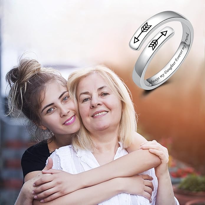BEILIN 925 Sterling Silver Inspirational Jewelry Rings Adjustable Ring Personality Encouragement Gift for Teens Women