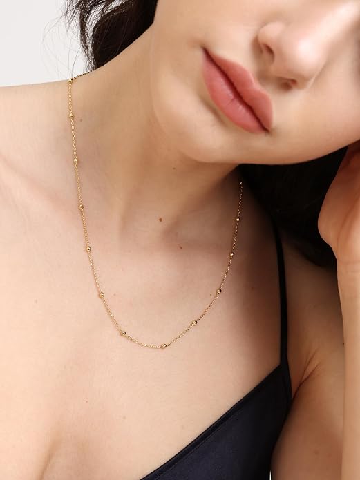FRUMOS Gold Plated Necklace for Women, Dainty Layered Chain Necklace, Fashion Jewelry for Daily Wear