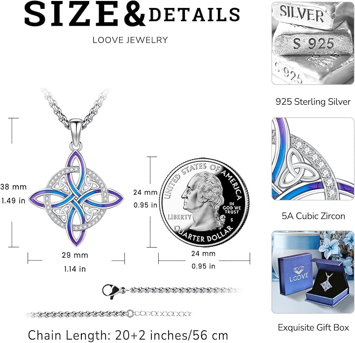 Pentagram/Celtic Knot/Witches Knot/Santa Muerte/Triple Moon Goddess/Baphomet/Hecate Necklace Sterling Silver Magic Wiccan Amulet Pagan Jewelry for Women Men