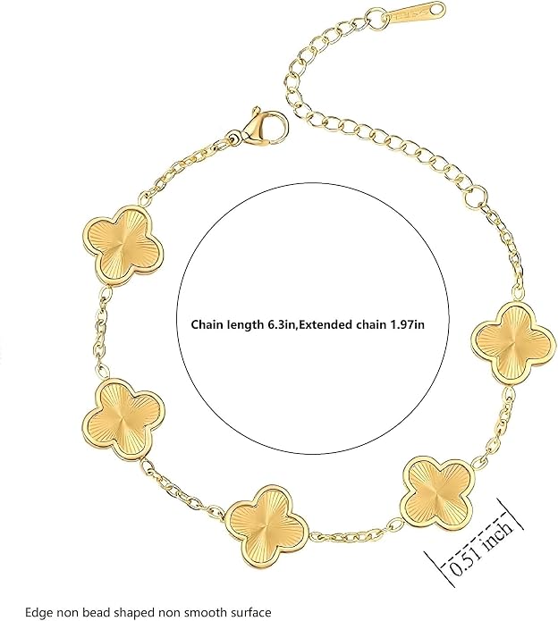 18K gold-plated mother of pearl enamel, adjustable clover lucky bracelet for women/New Year gift/Valentine's Day gift