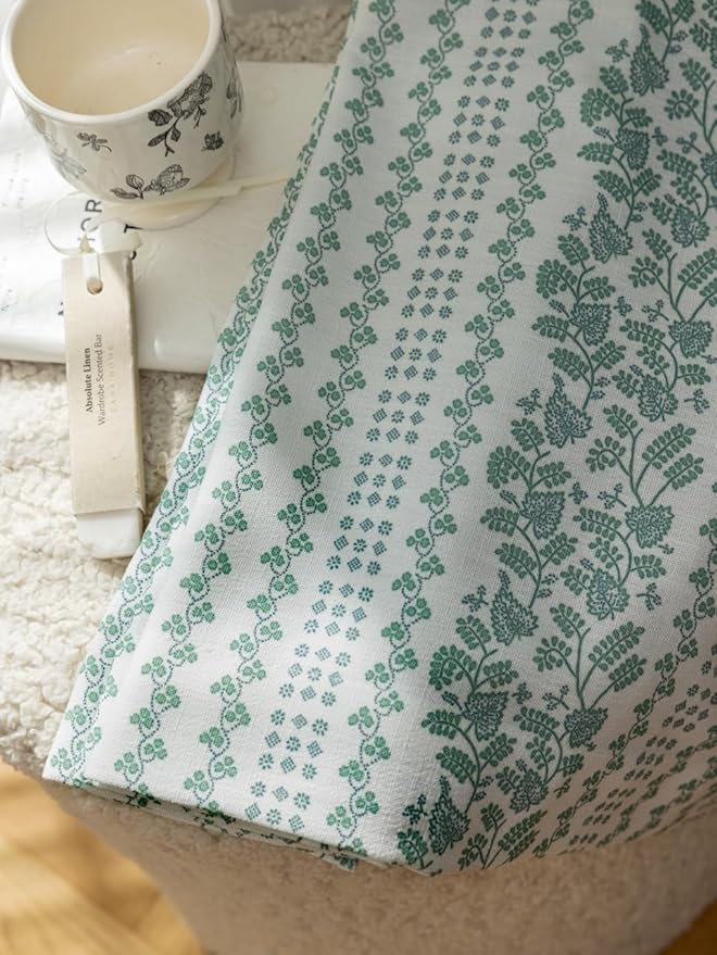 DrapePalette - Linen Blend Pinch Pleated Curtains 96 Inches Long for Living Room, Bedroom, Dining Room, Light Filtering Curtains 2 Panels Set, Modern Floral Printed Design, Summer Green, 30" W x 96" L