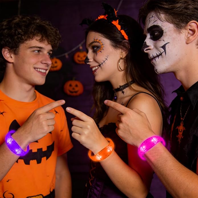 24 Pack Light UP Bracelets Sound Activated Flashing Wristbands Music Control Glow in the Dark Bracelets for Rave Game Prizes Carnival Concerts Night Events Mardi Gras Party Favors