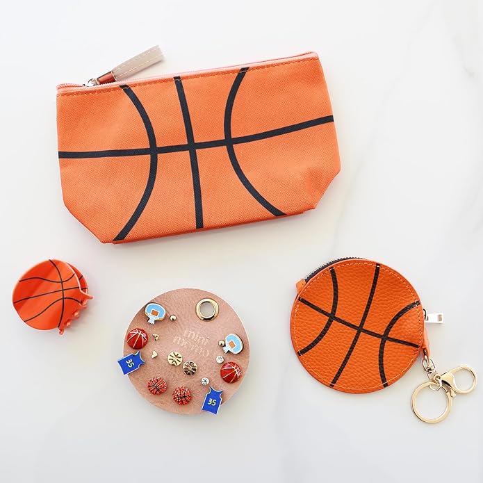 Sports Earring Set for Women Multi Pairs Assorted Multipack - Stud Earrings Jewelry Gift for Sports Mom Football, Baseball, Basketball, Soccer Team