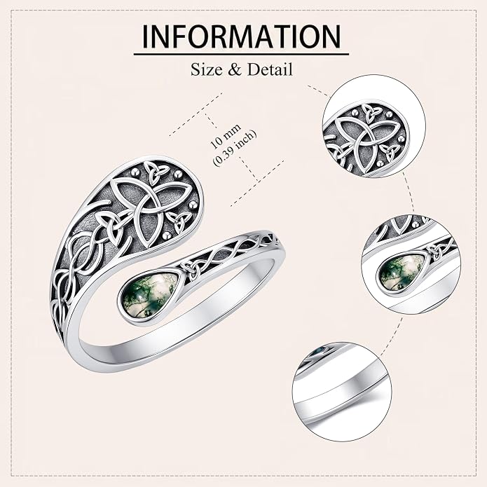 SNOWELLE Turquoise Spoon Rings S925 Sterling Silver Turquoise Adjustable Ring Jewelry Gift for Women Men