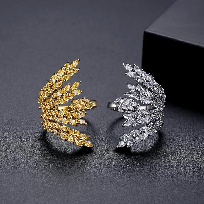 18K Gold Plated Rings for Women and Teen Girls Non Tarnish Cubic Zirconia Fidget Ring Butterfly/Snake/Mesh/Cross/Crown Knuckle Ring Open Adjustable Statement Stacking Chunky Rings