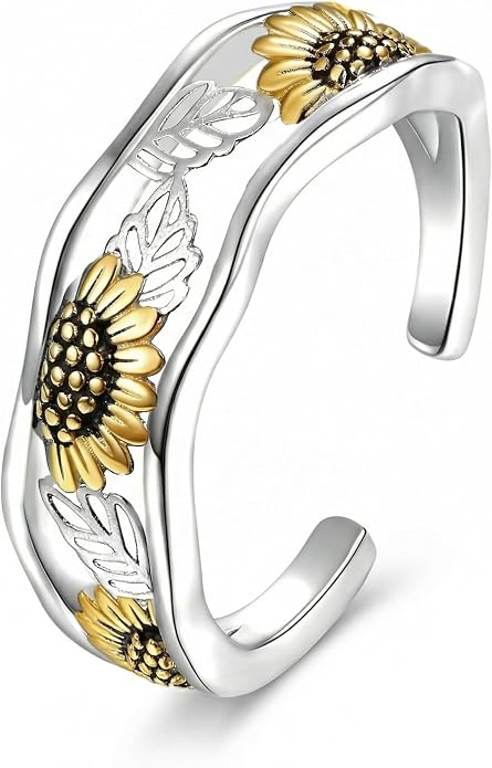 Sunflower Toe Rings Adjustable Toe Jewelry for Women Mom Summer Beach