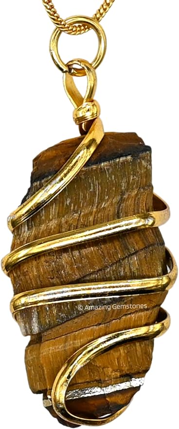Amazing Gemstone Tiger Eye Crystal Necklace for Women - Premium Raw Healing Crystals for Gifts for Mom, Mothers, Teen Girls and Girlfriend