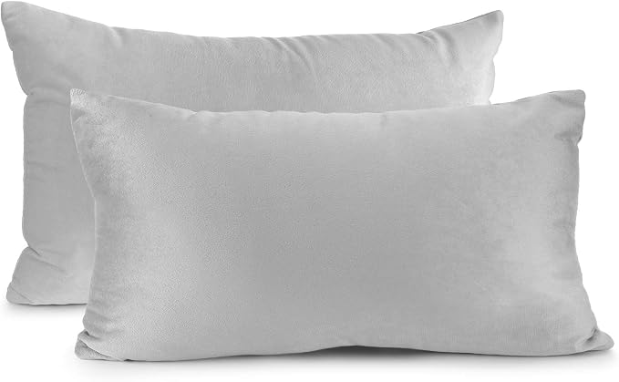 Nestl Throw Pillow Covers, Cozy Velvet Decorative Pillow Covers 12 x 20 Inches, Soft Solid Couch Pillow Covers for Sofa, Bed and Car, Set of 2 - Light Gray