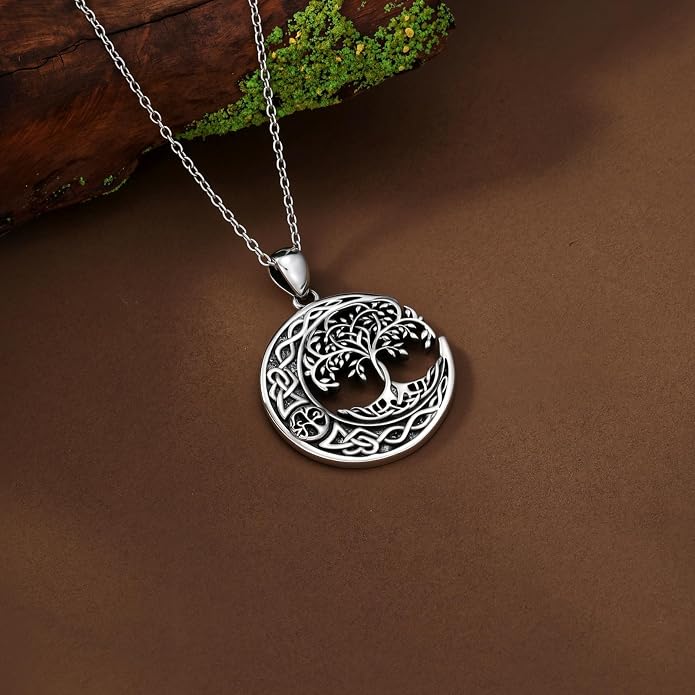 Cross/Pentagram/Tree of Life/Celtic Trinity/Anchor/Thor's Hammer/Sun/Eye of Horus Necklace Moon Pendant Mothers Day Gifts for Women