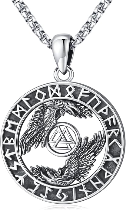 Eusense Viking Jewelry for Men Women Sterling Silver 925 Mjolnir Thors Hammer Pendant Celtic Cross Necklace Wolf Odin Raven Freya Goddess Norse Pagan Compass Vegvisir Yggdrasil Nordic Viking Necklaces Gifts