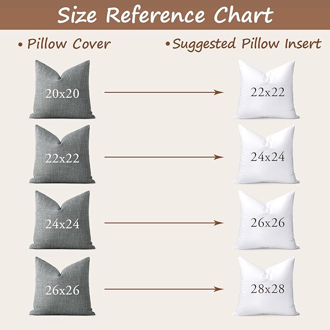 Artscope Synthetic Down Pillow Insert, 26x26 Throw Pillow Inserts Set of 2 | Down Alternative Ultra Soft Fluffy Sleeping Pillow, 100% Cotton Cover, Decorative Pillows-White