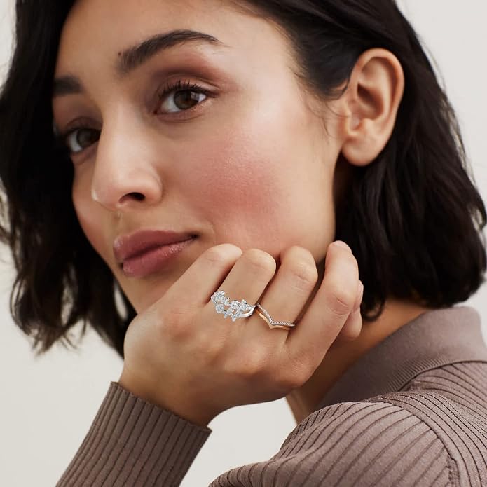 MOROTOLE Women Statement Letters Personalized Ring 18K Gold Plated Open Rings Hypoallergenic Cubic Zirconia Adjustable Rings for Women