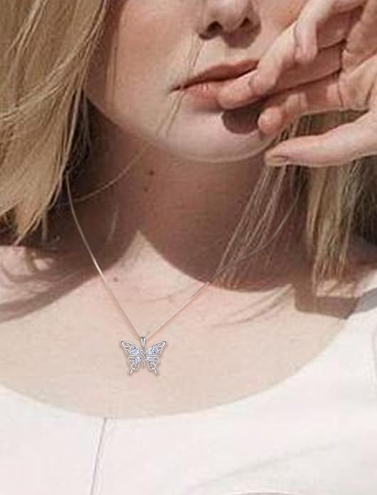 Butterfly Necklace 925 Sterling Silver Celtic Knot Pendant Teardrop Birthstone Twisted Jewelry for Women