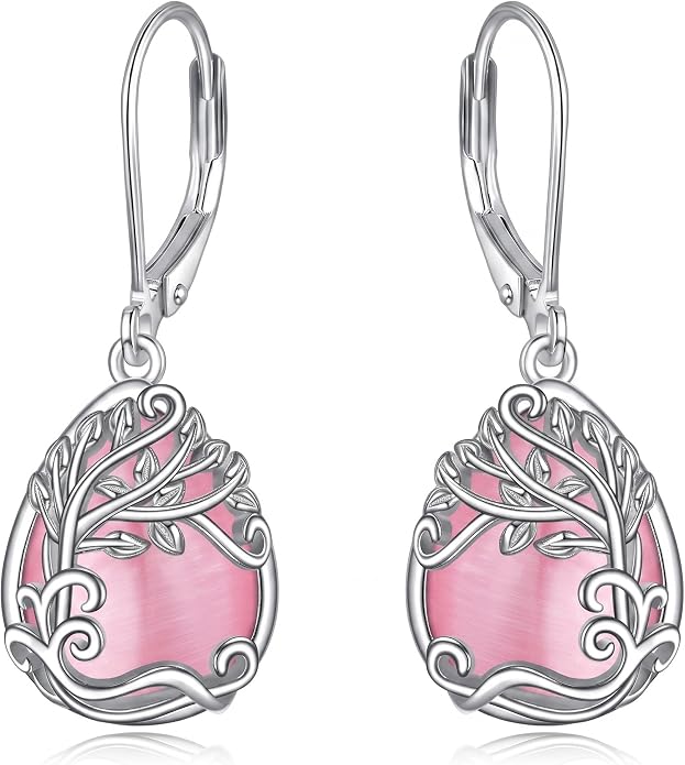Teardrop Tree of Life/Filigree Earrings for Women Dangle Leverback Earrings Jewelry Gift Anniversary For Her