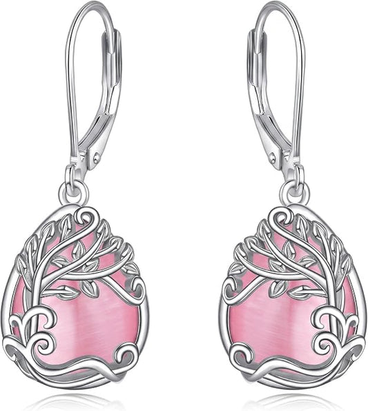 Teardrop Tree of Life/Filigree Earrings for Women Dangle Leverback Earrings Jewelry Gift Anniversary For Her