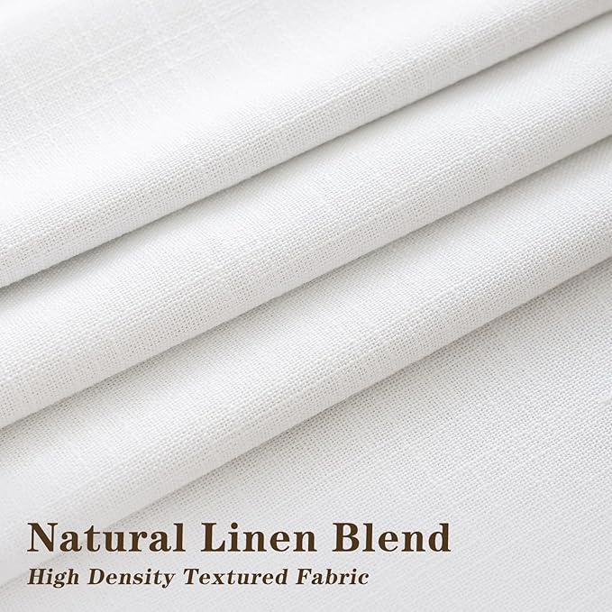 IVAPUPU Pinch Pleated Linen Blend Blackout Curtains for Bedroom - Ivory Full Black Out Curtains 95 Inch 2 Panels Set for Living Room Darkening Thermal Window Curtain Drapes with 16pc Hooks