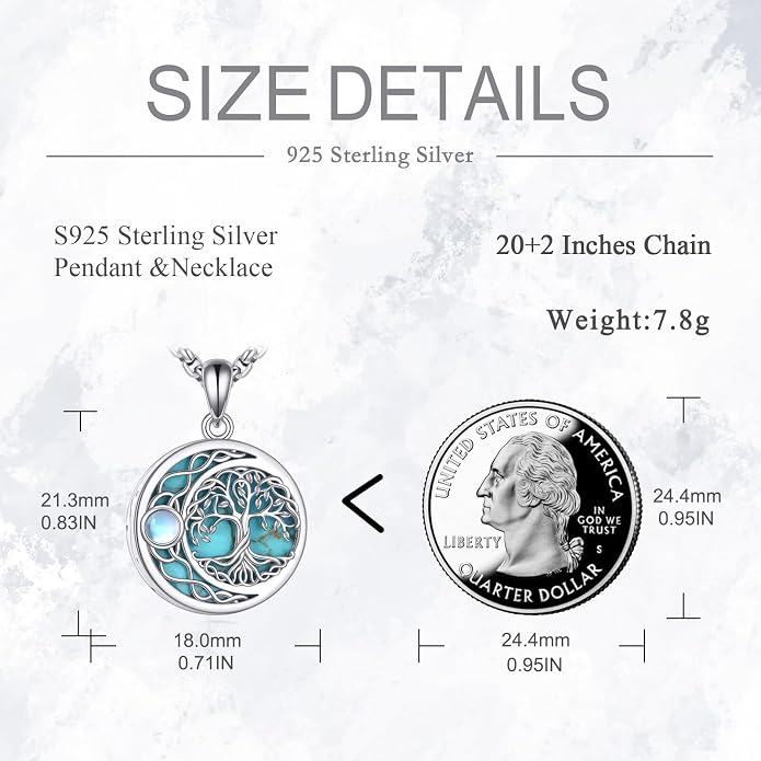 POPLYKE Tree of Life Necklace for Women Sterling Silver Celtic Knot Family Tree With Blue/Purple/Volcano Crystal Irish Gifts for Mom Wife Birthday Christmas