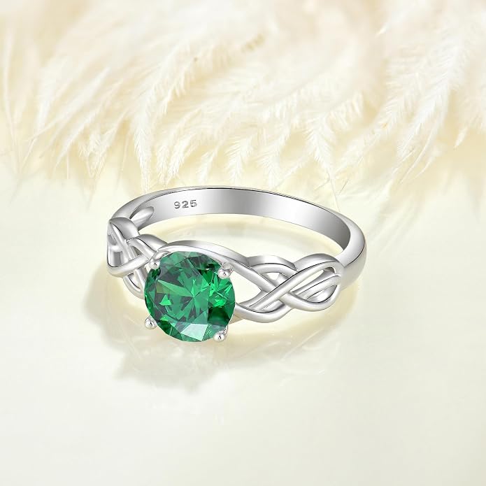 STARCHENIE Celtic Knot Promise Ring for Women 925 Sterling Silver Engagement Wedding Band with Birthstone (Size 5-10)