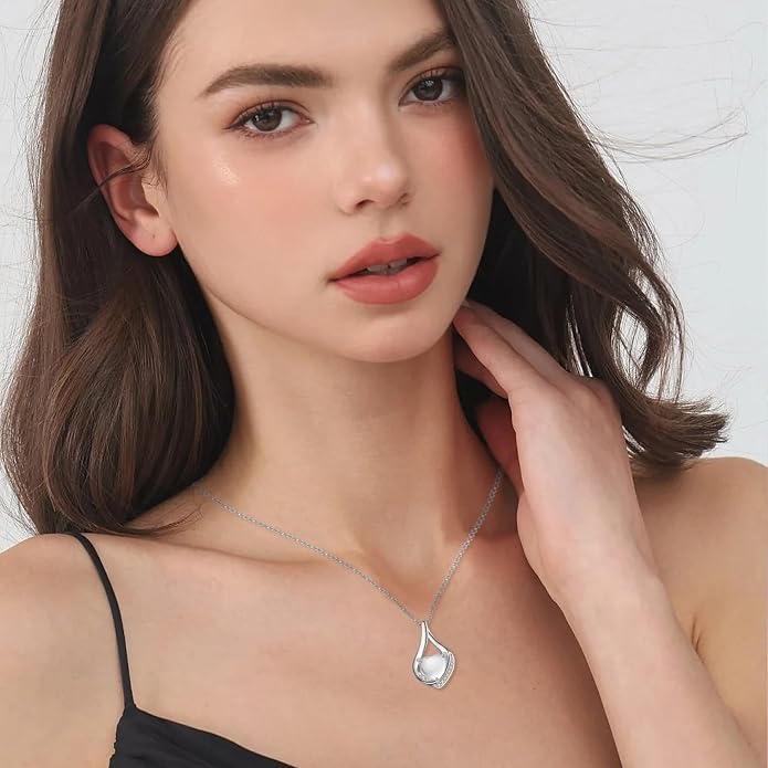 Cremation Jewelry 925 Sterling Silver Teardrop Urn Necklace for Ashes Heart Shape Memorial Keepsake Pendant for Human Ashes for Women Gift