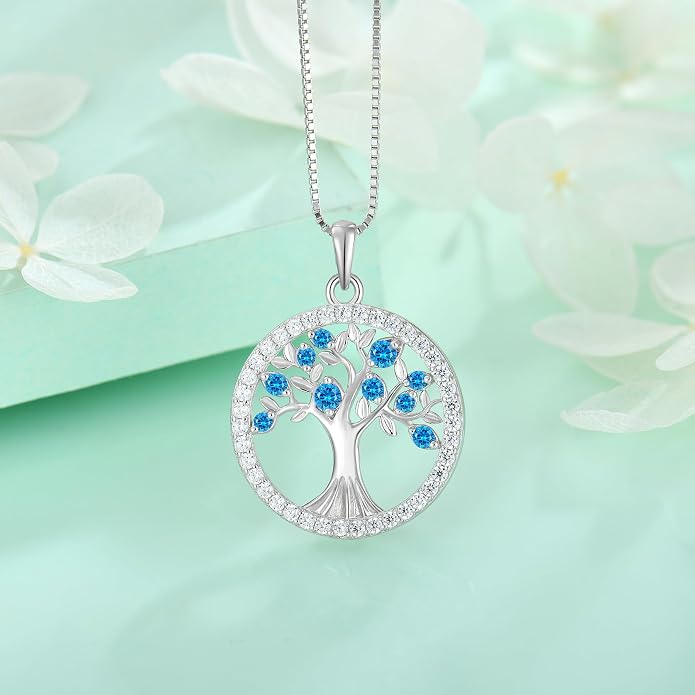 STARCHENIE Tree of Life Necklace 925 Sterling Silver Pendant for Women Family Tree Necklaces Birthstone Jewelry for Her Wife Mom Grandma