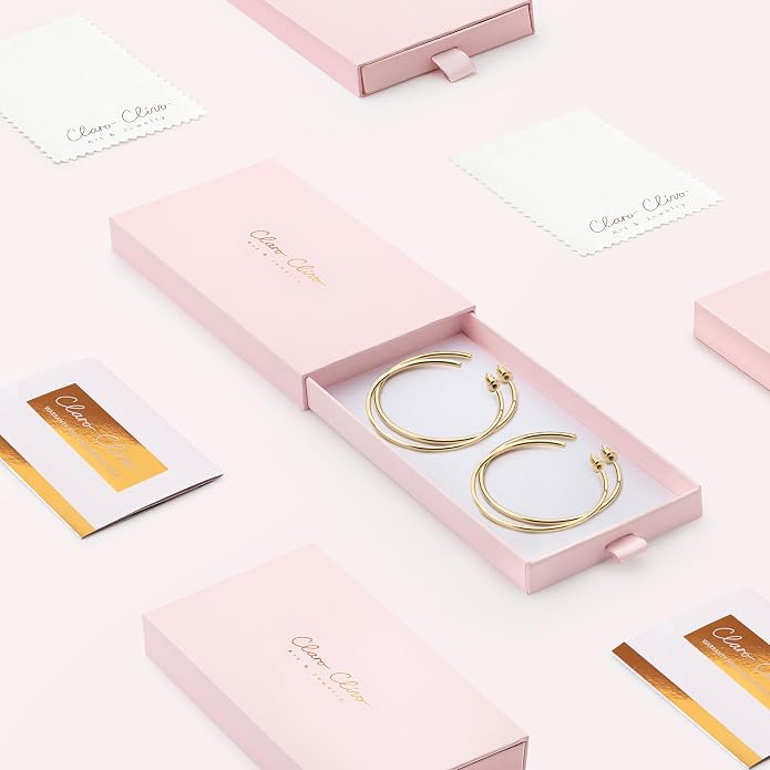 14K Gold-Plated, Lightweight, Open Hoop Earrings For Women
