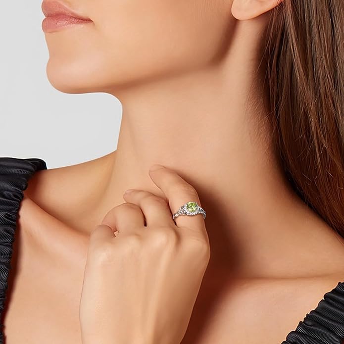 DAYBYDAY Celtic Birthstone Rings for Women 925 Sterling Silver Heart/Round/Pear/Oval Created Gemstone Moissanite Halo Engagement Promise Rings for Her Wife Birthday Anniversary Wedding Jewelry