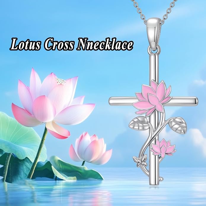 HPQQ Cross Necklace 925 Sterling Silver Turquoise Tree of Life Celtic Knot Cross Pendant Jewelry Mother's Day Gifts for Women