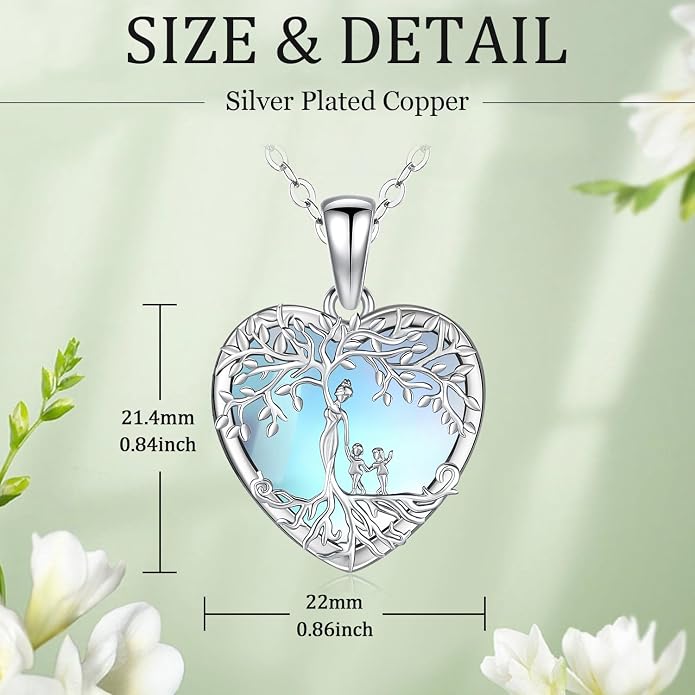 Tree of Life Necklace Family Teardrop/Heart Pendant Mother Jewelry Gifts for Women Grandma Wife Mom