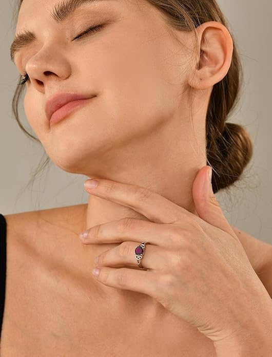 YL Celtic Knot Rings for Women 925 Sterling Silver Round Cut Birthstone Statement Ring