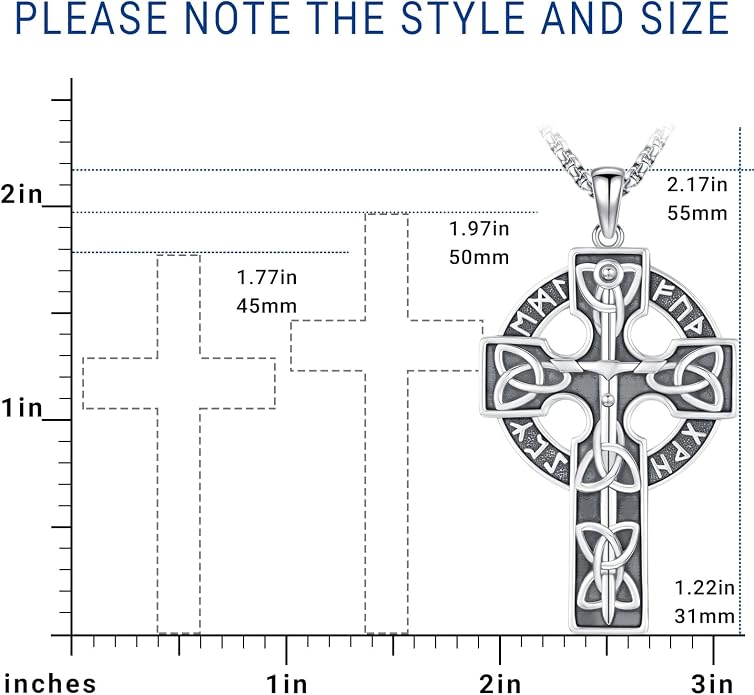 Eusense Viking Jewelry for Men Women Sterling Silver 925 Mjolnir Thors Hammer Pendant Celtic Cross Necklace Wolf Odin Raven Freya Goddess Norse Pagan Compass Vegvisir Yggdrasil Nordic Viking Necklaces Gifts