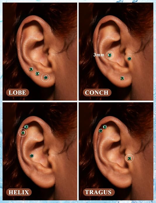 20G 18G 16G Astm F136 Titanium Internal Thread Flat Back Earrings Nose Studs Tragus Helix Conch Cartilage Lobe Earrings Medusa Labret Snake Bite Monroe Lip Ring Piercing Jewelry For Women Men