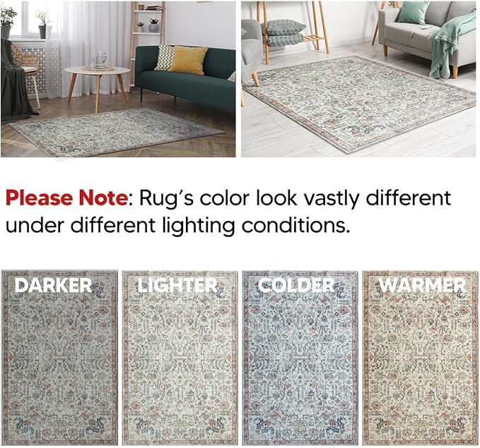 Keen Home Design 30"x120" Rug - Machine Washable Runner Rug with Non-Slip Backing, Ideal for Hallway, Entryway, Kitchen, Laundry Room - Vintage, Easy Clean, Durable, Low Pile - (2'6" x 10')