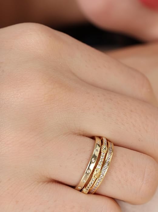 14K Gold Filled Rings for Women, Dainty Stacking Rings for Women, Thin Gold Band Ring Plain Statement Ring Comfort Fit Size 6-10