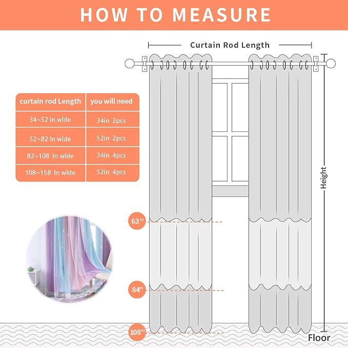 XiDi Pink Purple Blackout Curtains 108 Inches Long for Girls Bedroom 2 Panels Room Darkening Grommet Window Curtains Colorful Rainbow Design Unicorn Kids Nursery Princess Theme Decor 42Wx108L