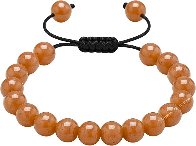 Amazing Gemstone Sunstone Bracelet for Women Men's Gifts - Protection Healing Crystal Bracelet - 8mm Gemstone Beaded Adjustable Bracelet